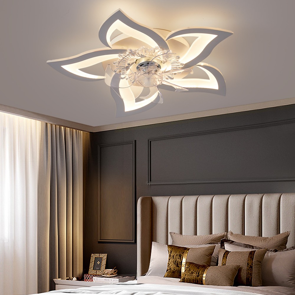 Modern LED Ceiling Fan with 3 Color Light Adjustable Dining Room Light with Fan