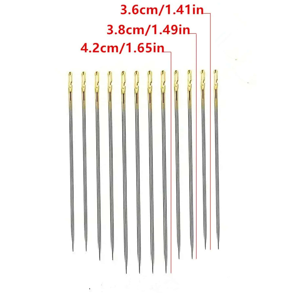 12Pcs Large Eye Sewing Needles Set Hand Stitching Self Threading Yarn Needles US