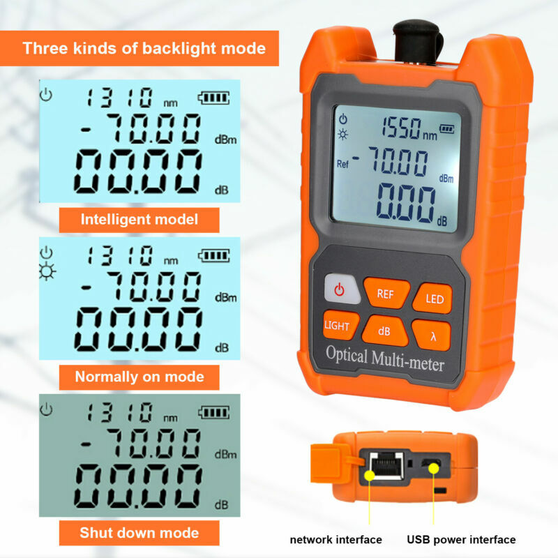 FTTH Fiber Optic Optical Power Meter Cable Tester -70~+6 dbm Backlight