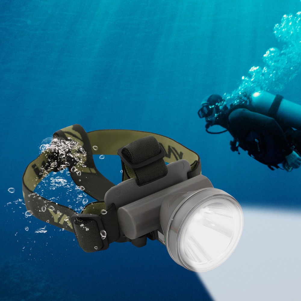 Rechargeable LED Diving Headlamp with Adjustable Angle and Waterproof Design