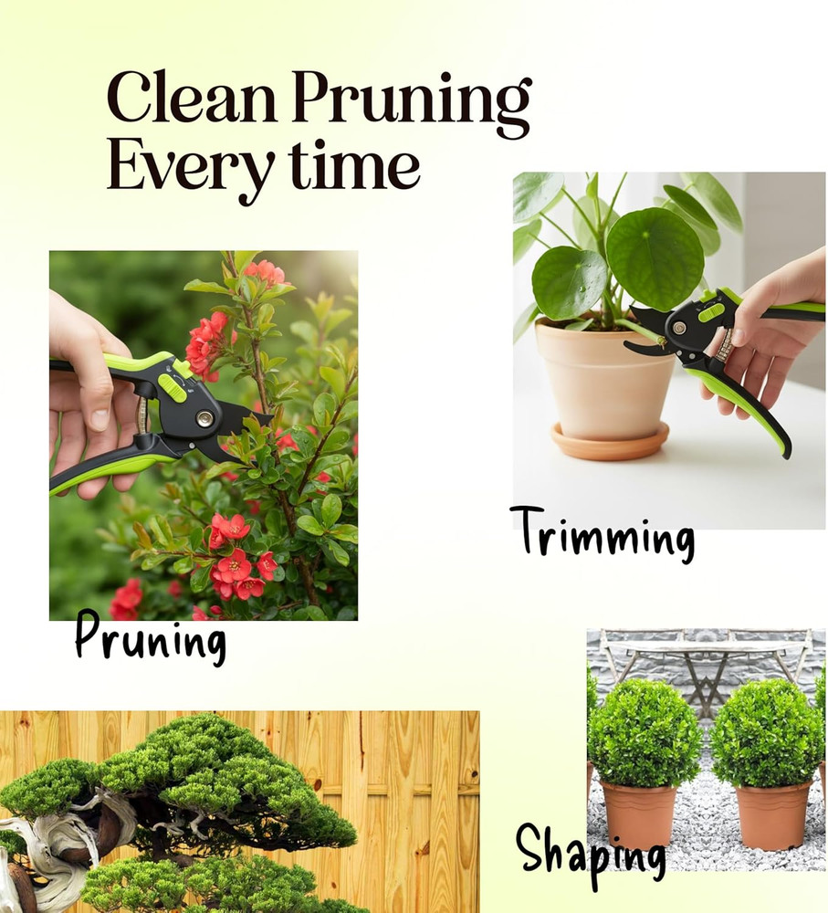 Ultra Sharp Pruning Shears Hedge Clipper – Cuts 3X Easier, Dual-Size Opening, We