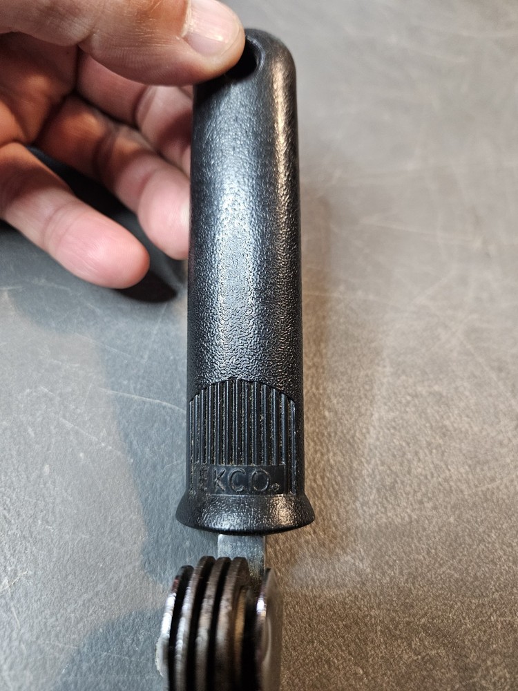 Vintage EKCO Pull through Knife Sharpene, Black Plastic Handle, Handheld