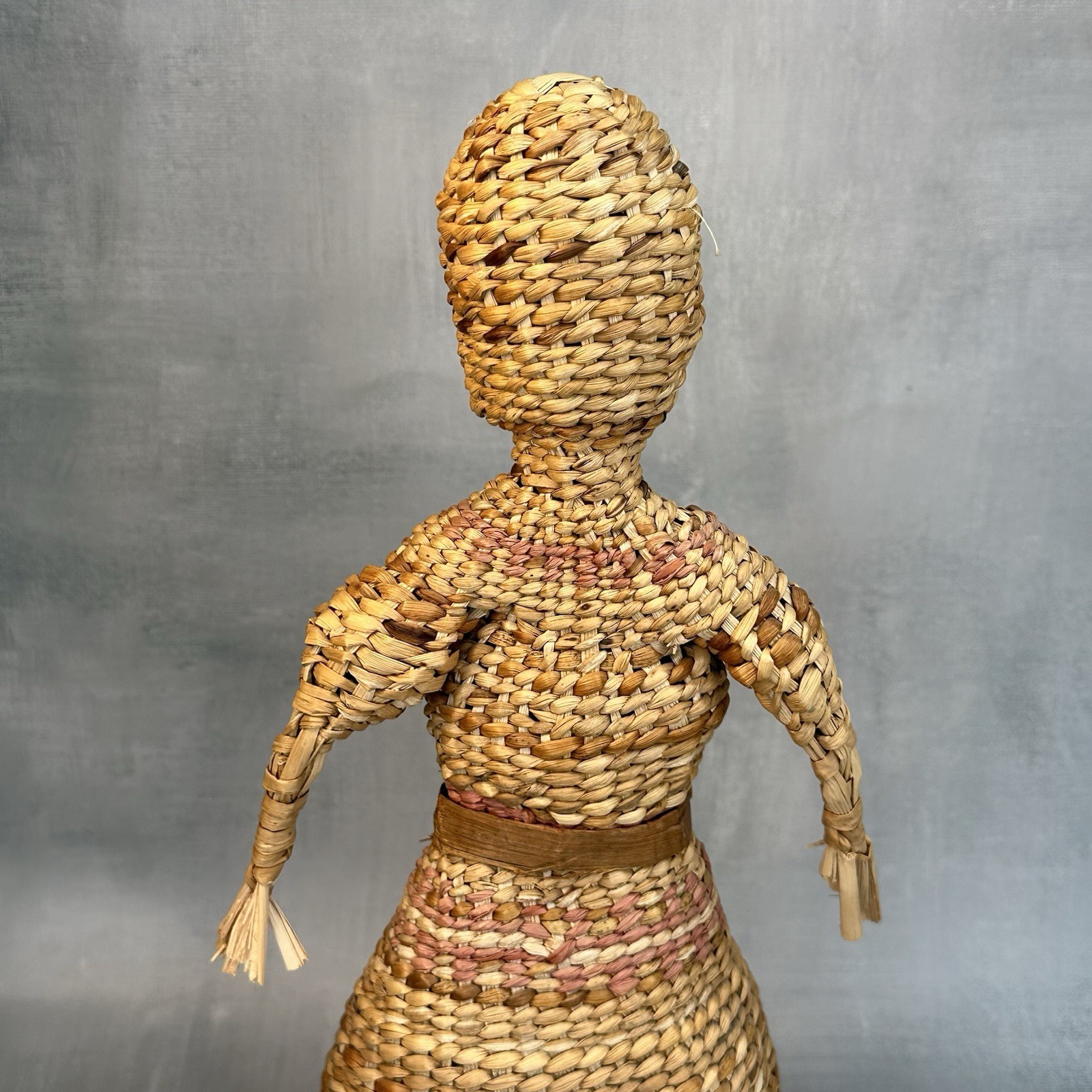 Vintage Native American Skokomish Basketry Basket Doll Woman Dress 13”