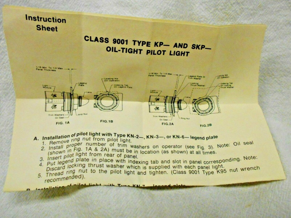 Square D KP-6R9 Class 9001 Transformer Type Pilot Light 500-600V