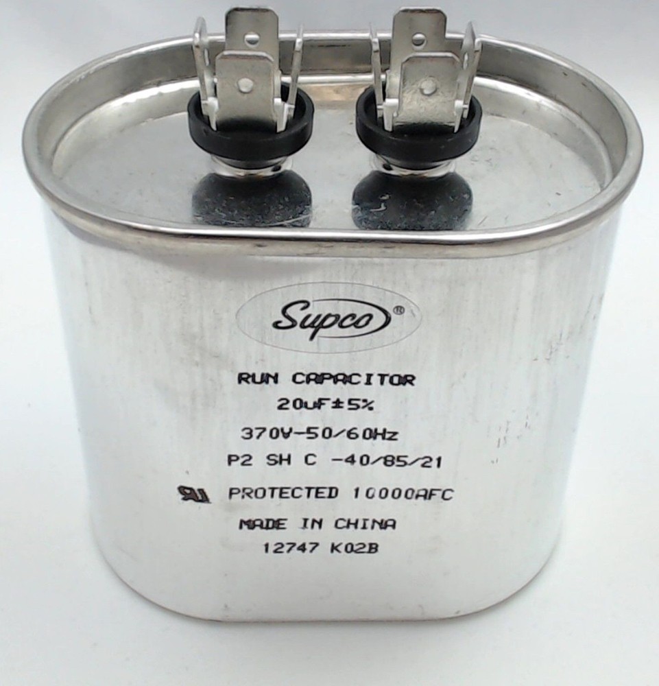 Run Capacitor, Oval, 20 Mfd., 370 Volt, CR20X370