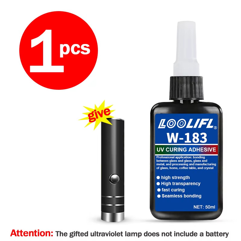 New W-183 Strong 50Ml UV Glue Curing Adhesive UV Curing Crystal Glass and Metal
