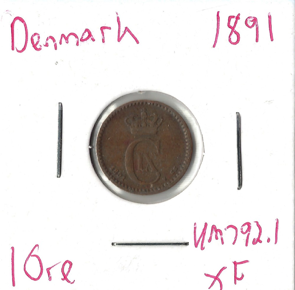 Coin Denmark 1 Øre 1891 KM792.1