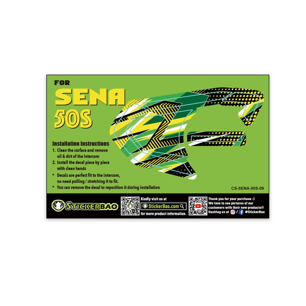 Abstract Green Device Surface Sticker For SENA 50S Intercom x1