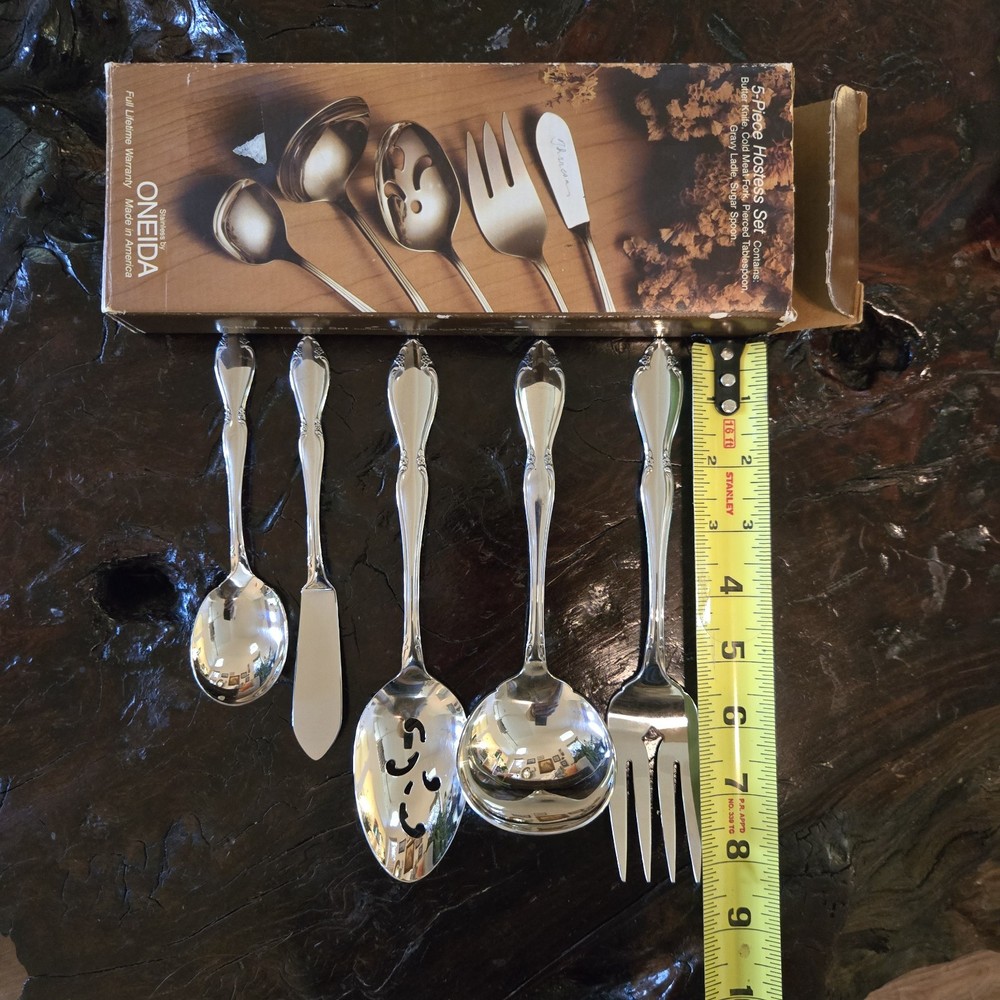 Oneida BERKELEY SQUARE Roger's Stainless In Box 5-Piece Hostess Serving Set MCM
