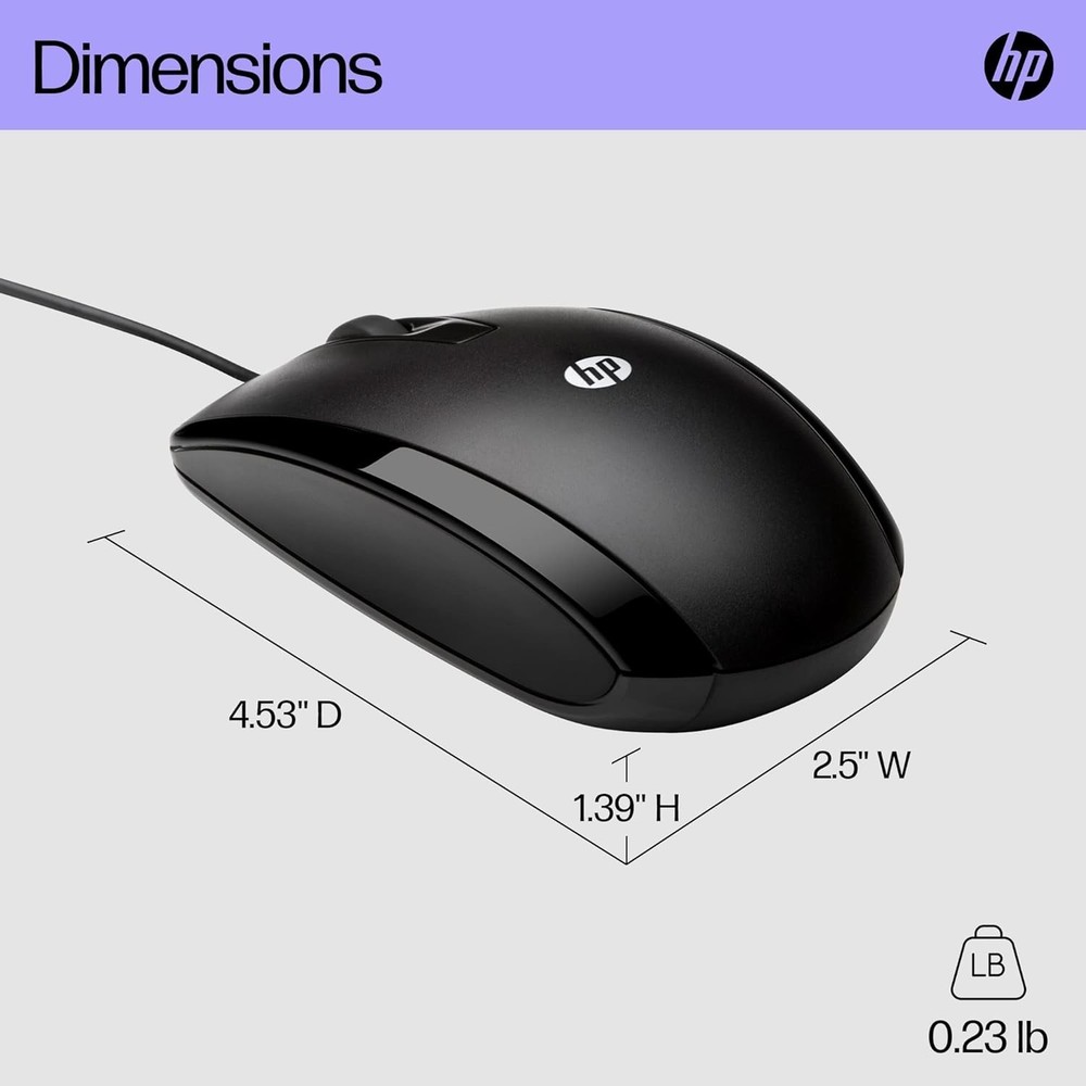 HP X500 - Wired USB Mouse for Windows PC Desktop, Laptop, Notebook, Mac, Compute