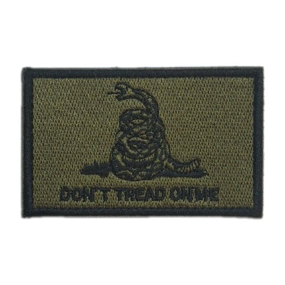 Gadsden Flag Don't Tread On Me Snake Patch Hoop & Loop Backing Olive / Black