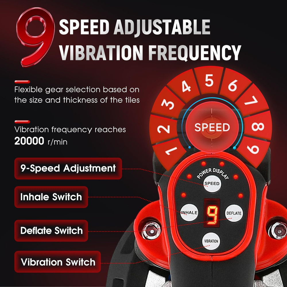 220mm Tile Vibration Tool with 441Lbs Suction & 9 Speed Settings