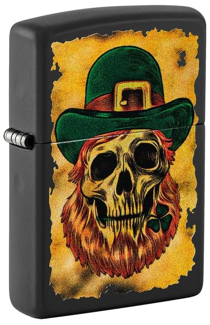 Zippo Lighter - Customized Engraved Message Leprechan Skull Design 46244
