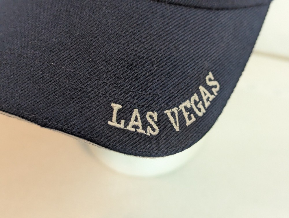 Las Vegas Navy Blue Embroidered Baseball Hat Cap Hook & Loop VG+ Canvas Vented +