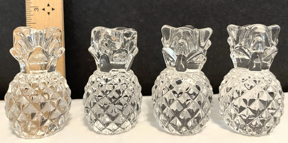 4 Piece Set - Mini Crystal Pineapple Taper Holders