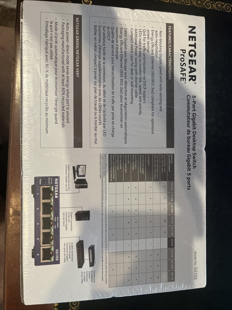 NETGEAR ProSafe GS105 5 Port Gigabit Desktop Switch