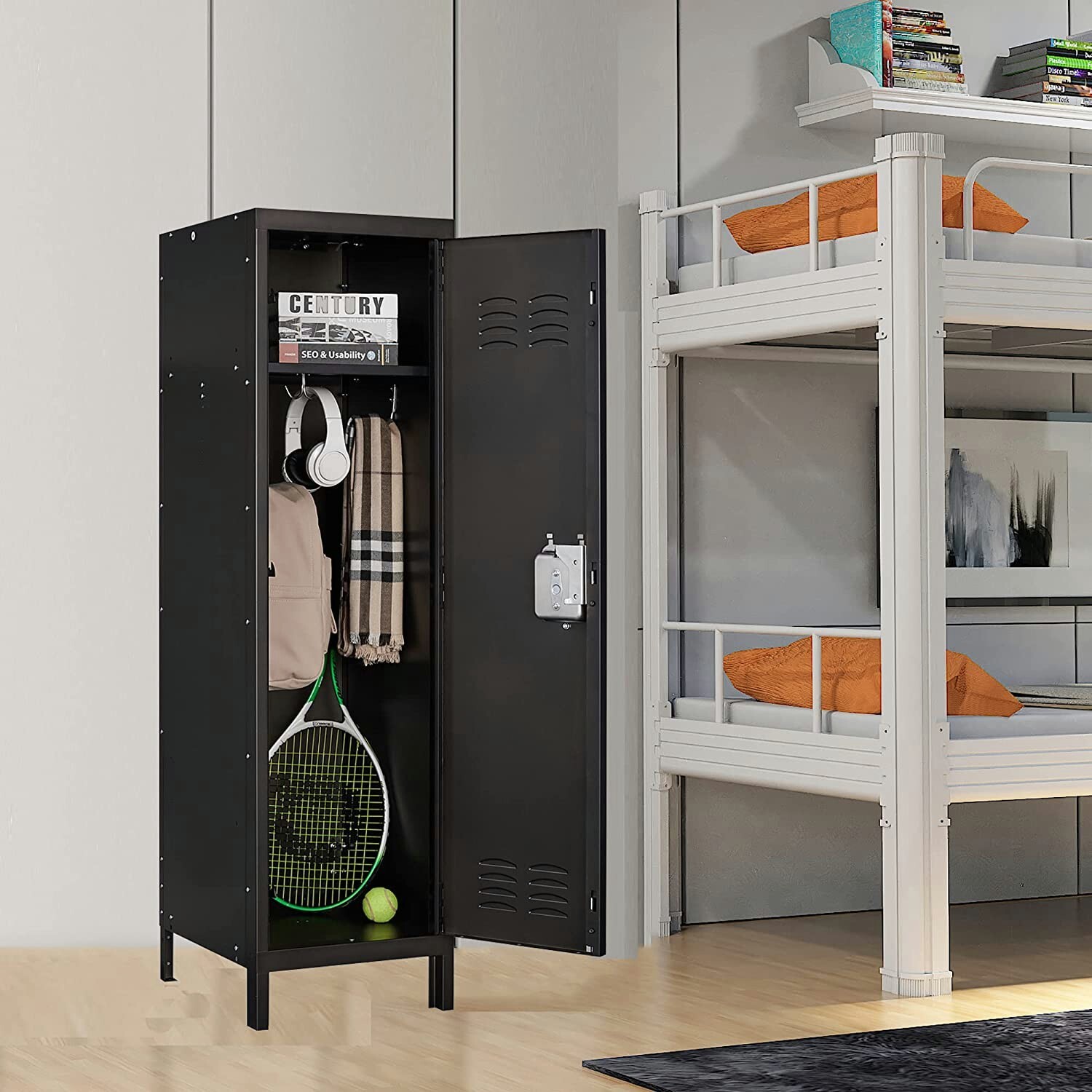 Metal Locker Steel Storage Cabinet 55" Retro Wardrobe, New