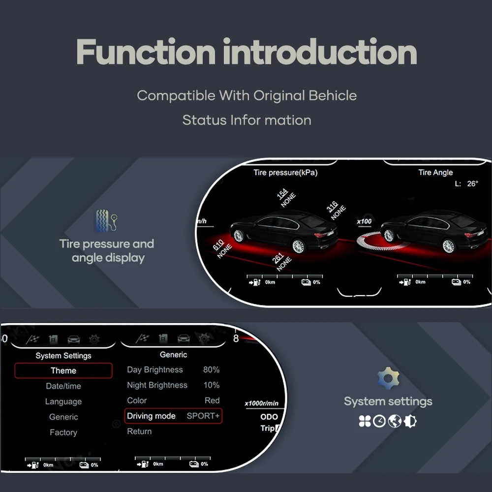 12.3 ''Digitale Dashboard with Steering Wheel Control LED Built-in Screen