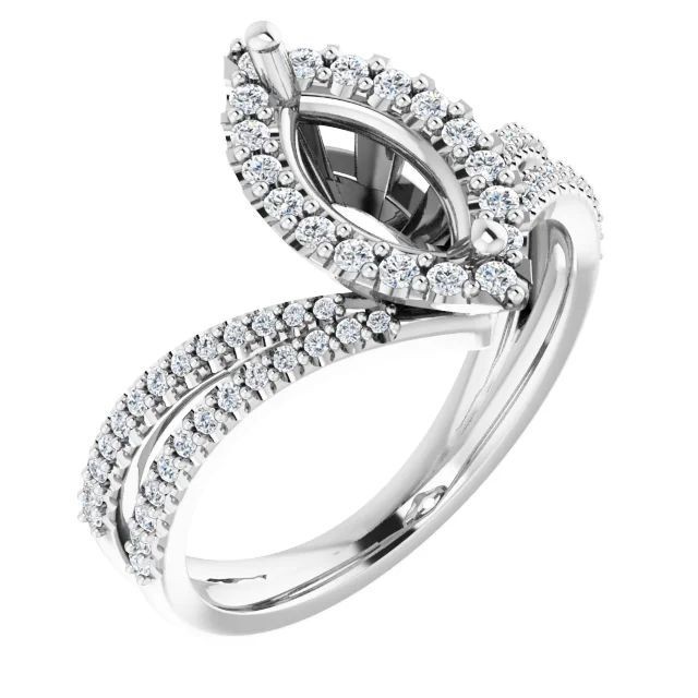 Ring Setting Marquise 8x4mm 925 Sterling Silver Semi Mount Ring Setting