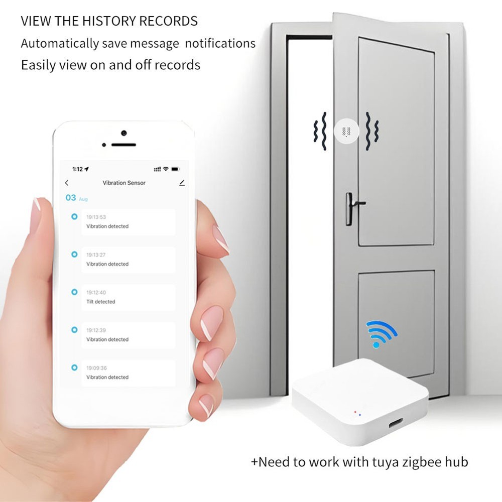 Tuya Vibration Sensor Tilt Detector Home Security App Real-Time5089