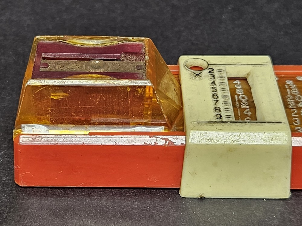 Vintage Sterling 555 Red Multiplier Pencil Box With Sharpener