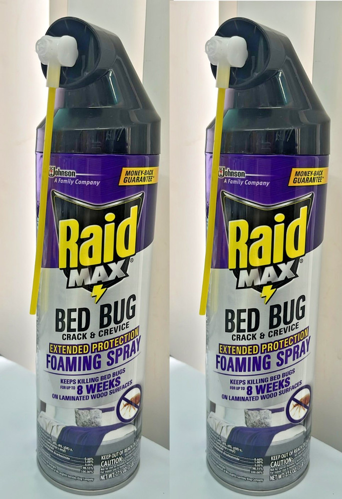 2x Raid Max Bed Bug Crack And Crevice Foaming Spray 17.5 oz each