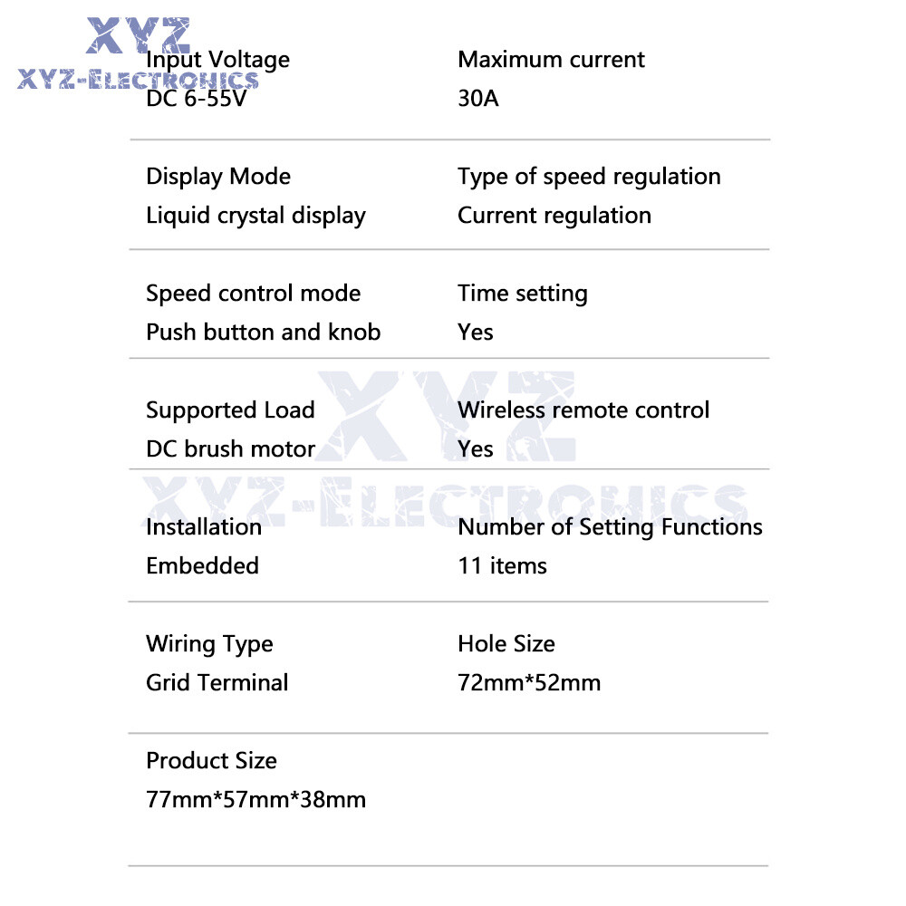 DC6-55V 30A Brush Motor Speed Controller LCD Digital Wireless Remote Control DIY