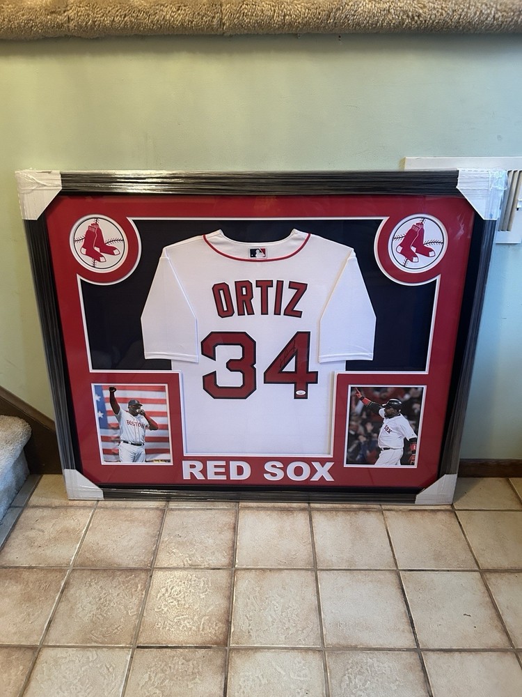 David Ortiz Autographed Signed Custom Framed Authentic Jersey JSA COA