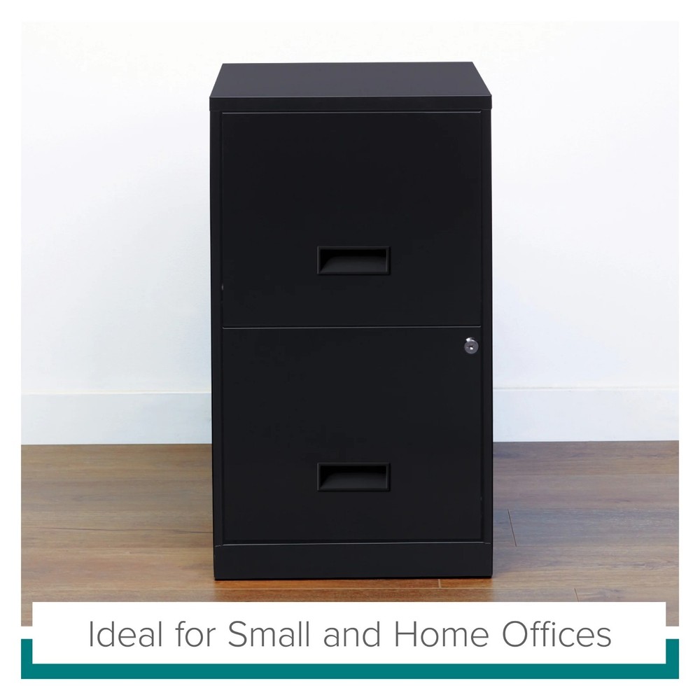 Space Solutions 18" Deep 2 Drawer Letter Width Vertical File Cabinet, Black