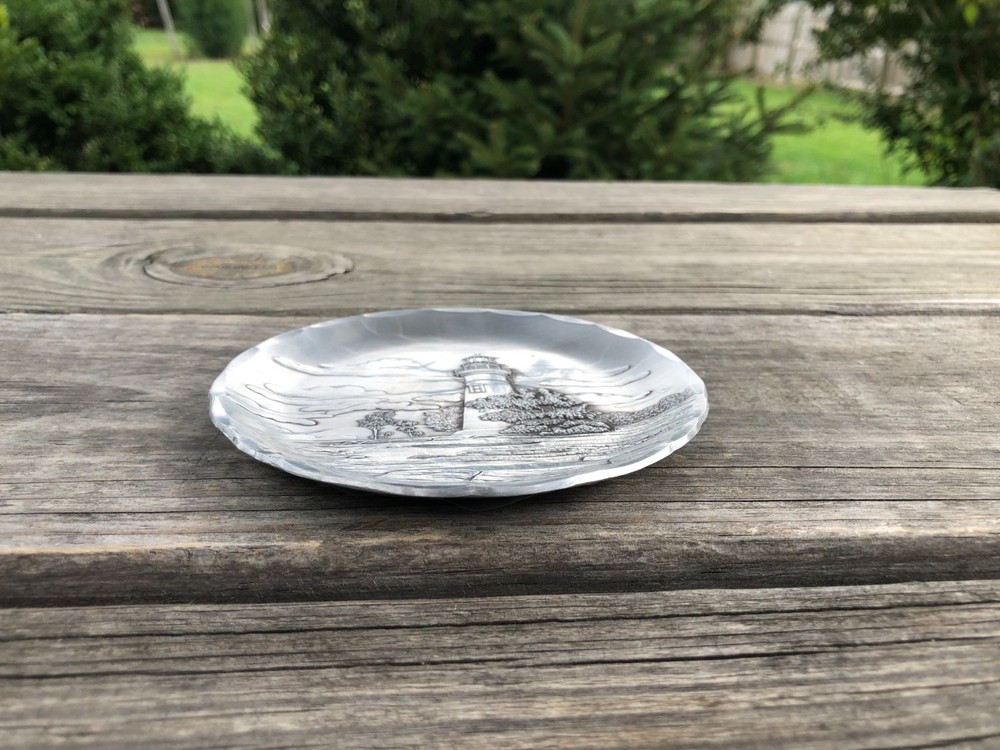 Wendell August Forge Lighthouse Coaster Plate Solid Bronze Marblehead OH 4-3/8"