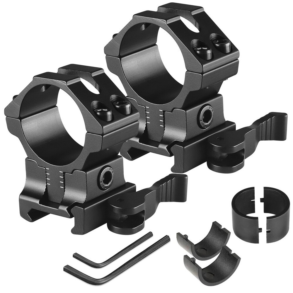 2Pack Adjustable Height Scope Ring 25.4mm/30mm for 20mm Dovetail Rail Riser Base