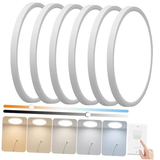 6 Pack 2640LM LED Flush Mount Ceiling Light, 24W Dimmable & 12inch 6Pack White