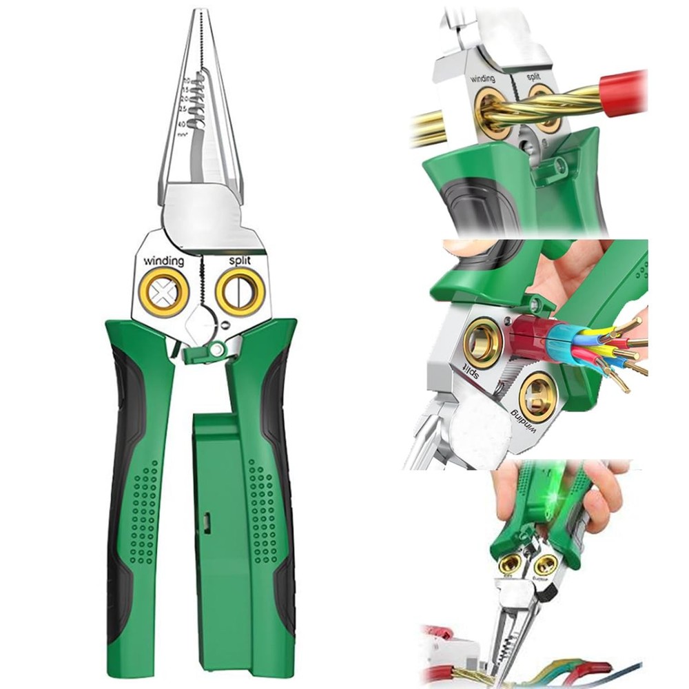 Wire Strippers Twister with Electricity Measurement Function 8in1 Green