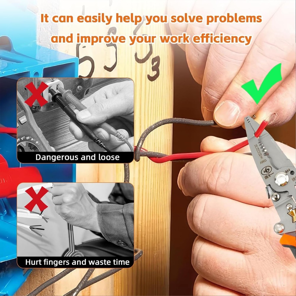 12in1 Multifunctional Wire Stripper Foldable Twister Orange