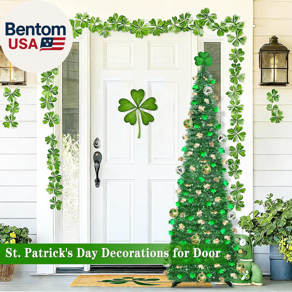 Timer & Shamrock - St Patricks Day Decorations, 5Ft Lighted St Patricks Day Tree