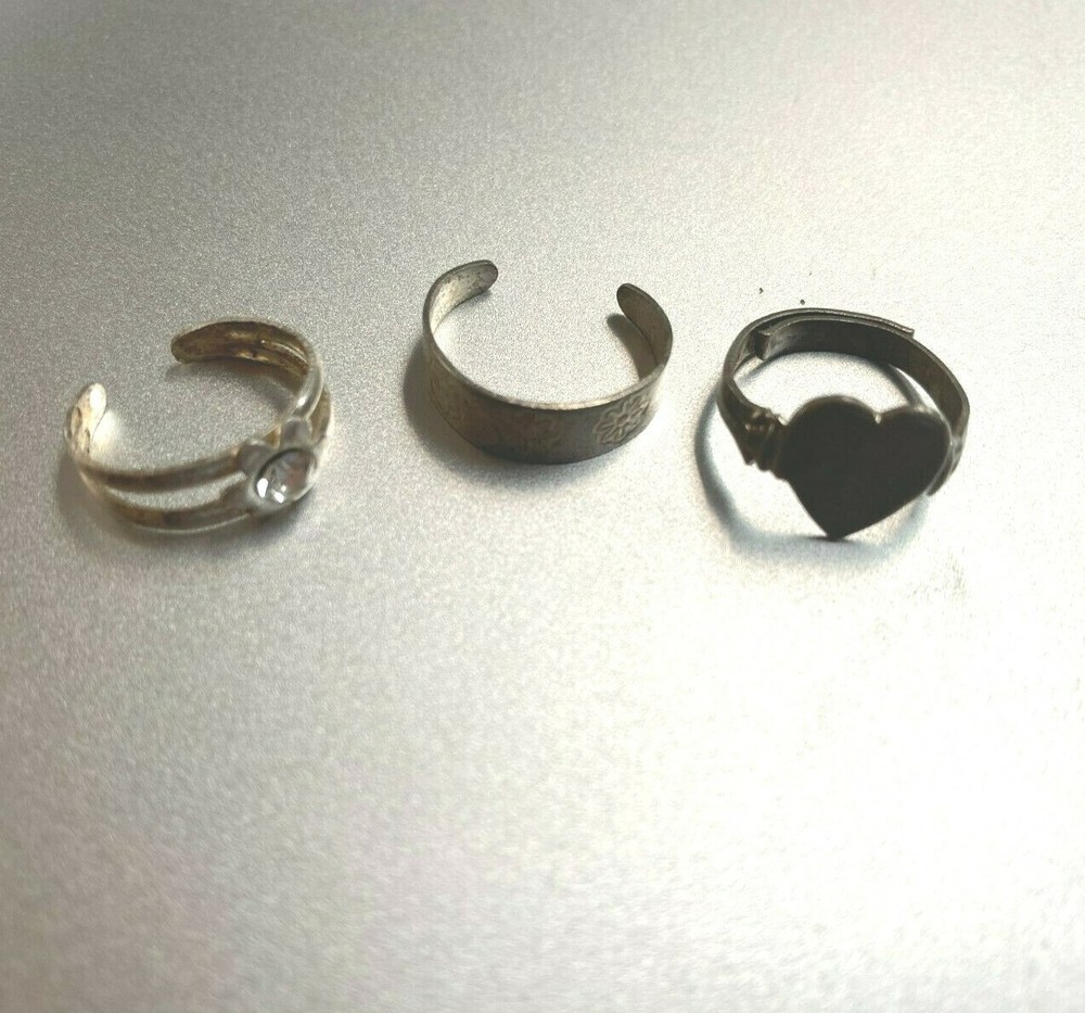 Three Adjustable Silver Tone Toe Rings