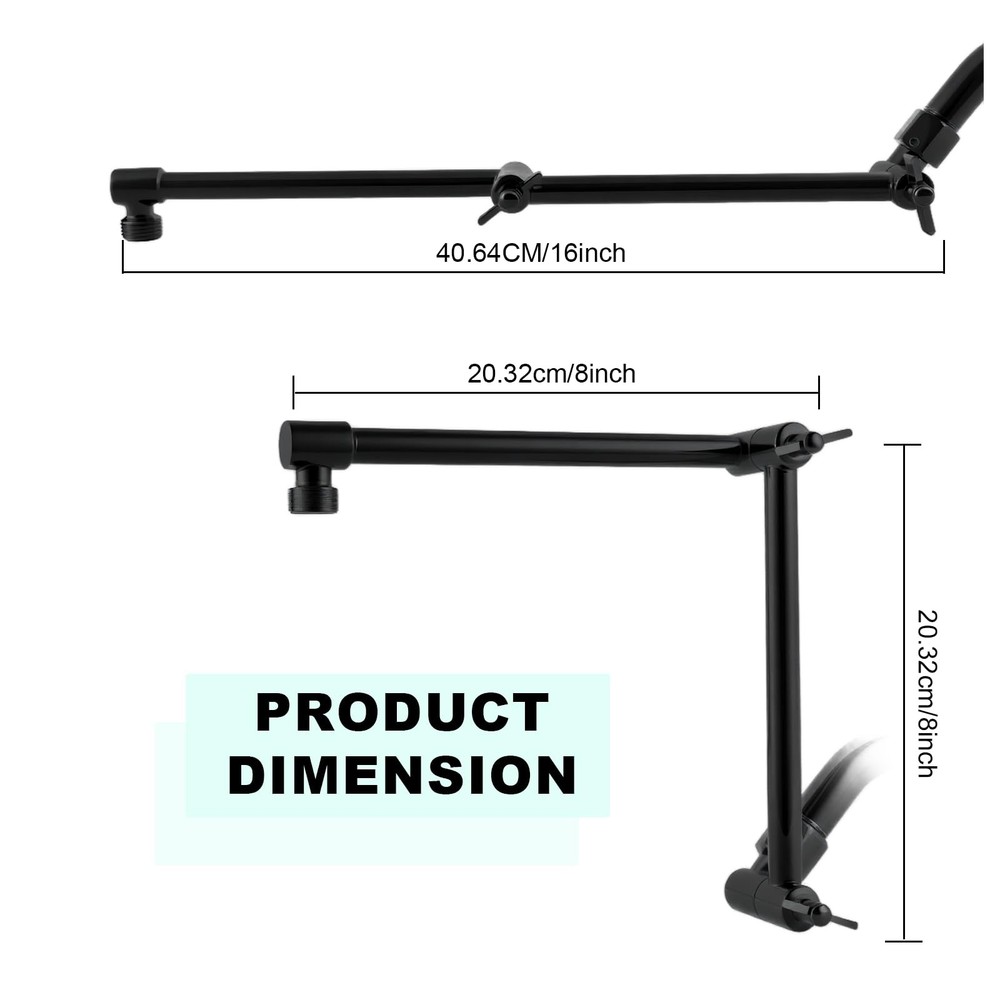 RLKDKJ Shower Head Extension Arm, 16 Inch Solid Brass Adjustable Extender wit...