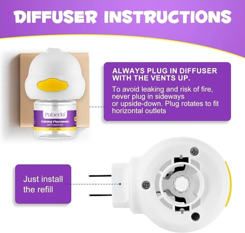 Pabedo Cat Calming Pheromone Diffuser Kit w/ 2 Refills 48ml 60 Day