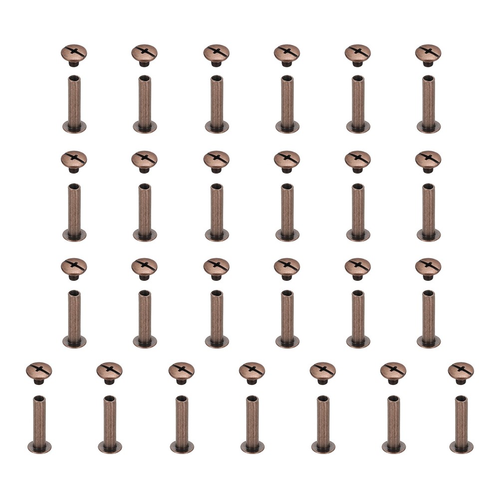 25set Phillips Chicago Screw M5x22mm Binding Post Screw, Red Copper