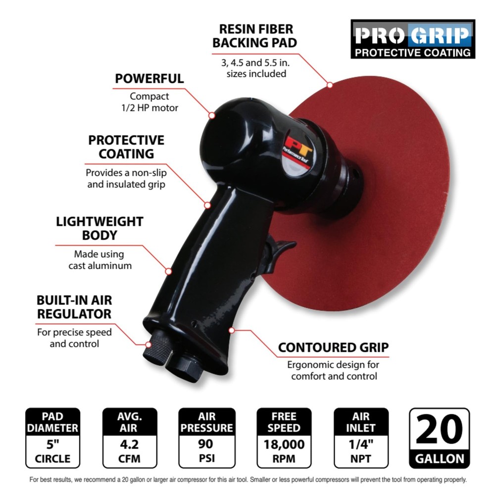Performance Tool M573DB 5-Inch High Speed Sander with Adjustable Speed Control a