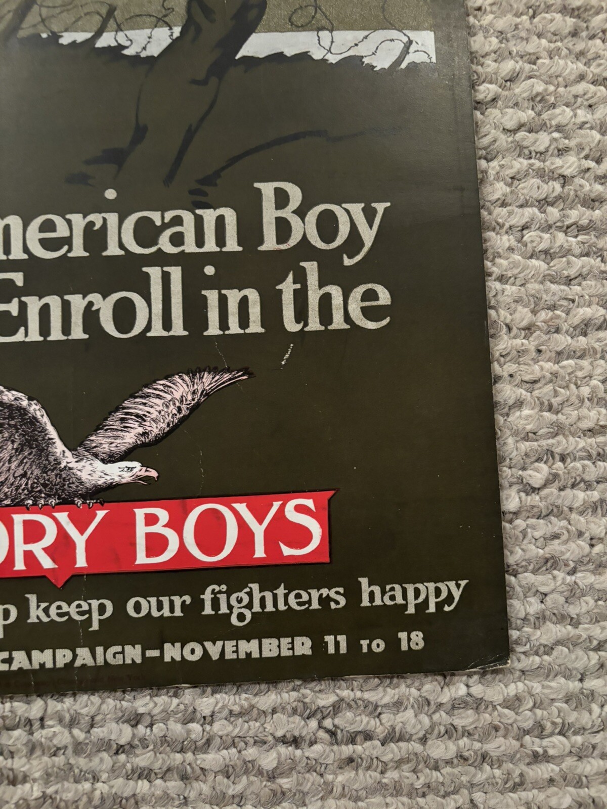 Original WWI Poster A Million Boys Behind A Million Fighters Victory Boys