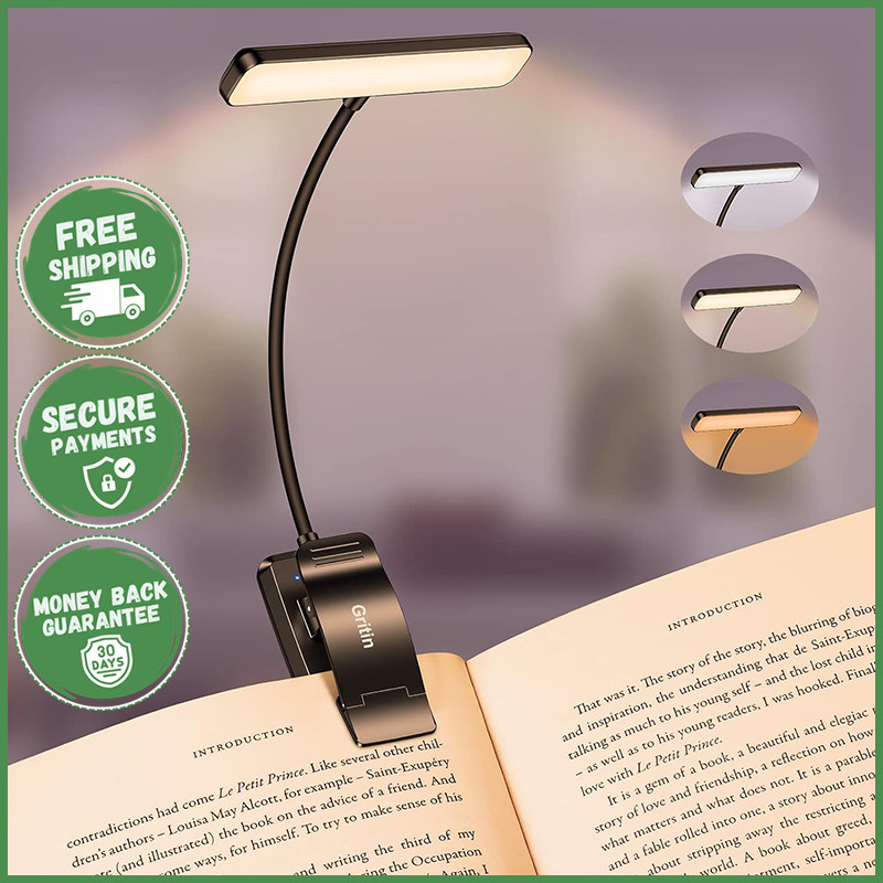 RECHARGEABLE BOOK LIGHT CLIP ON READING LAMP Portable Memory Function Eye Caring