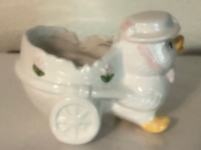 Vintage Chicken Pulling Cart Easter/ Springtime Figurine Planter