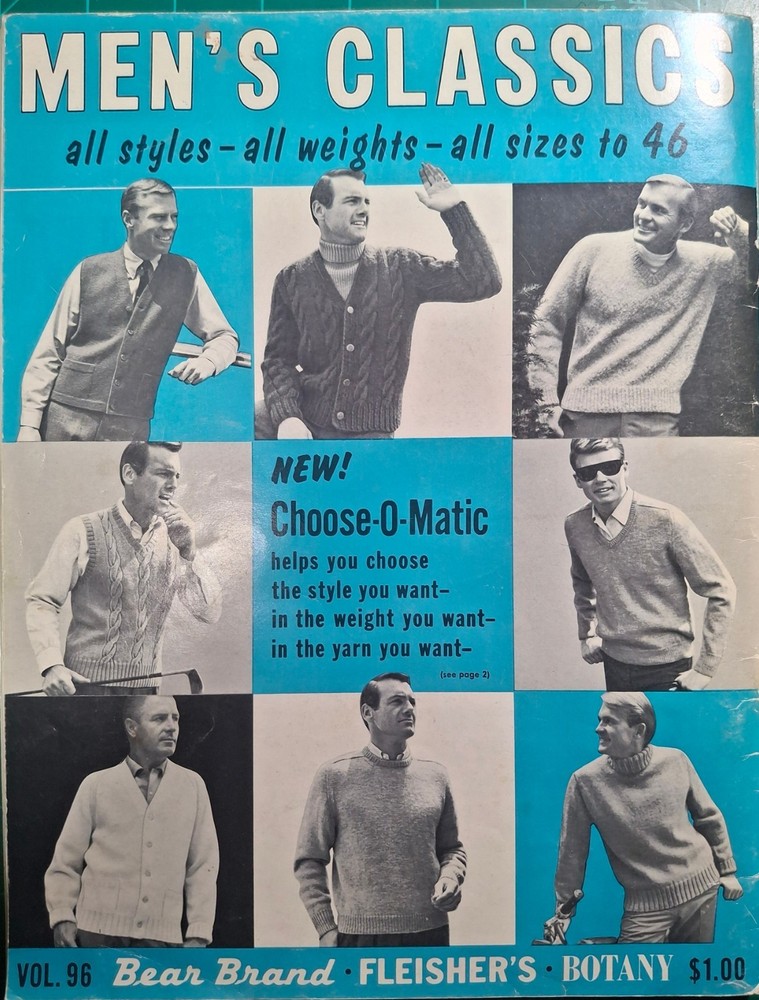 Men's Classics Knit Pattern Sweaters Vests Bear Brand Fleishers Botony Vol 96