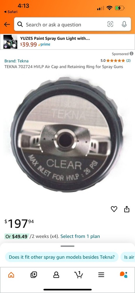 Devilbiss Tekna 702724 CC Cap& Ring (#909)