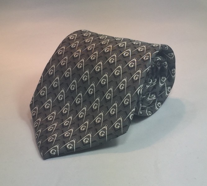 Masonic Square & Compasses Silk Necktie - Gray (MSCNT-S-GR)