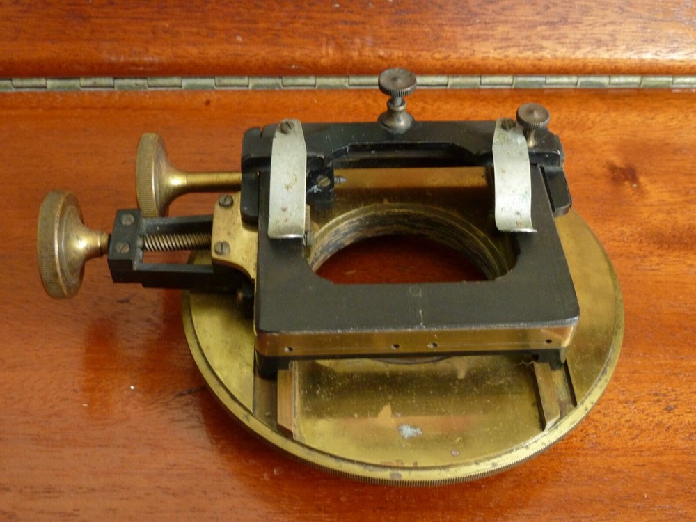 Antique Brass Rotating Mechanical Stage for Watson Van Heurck Microscope c1910
