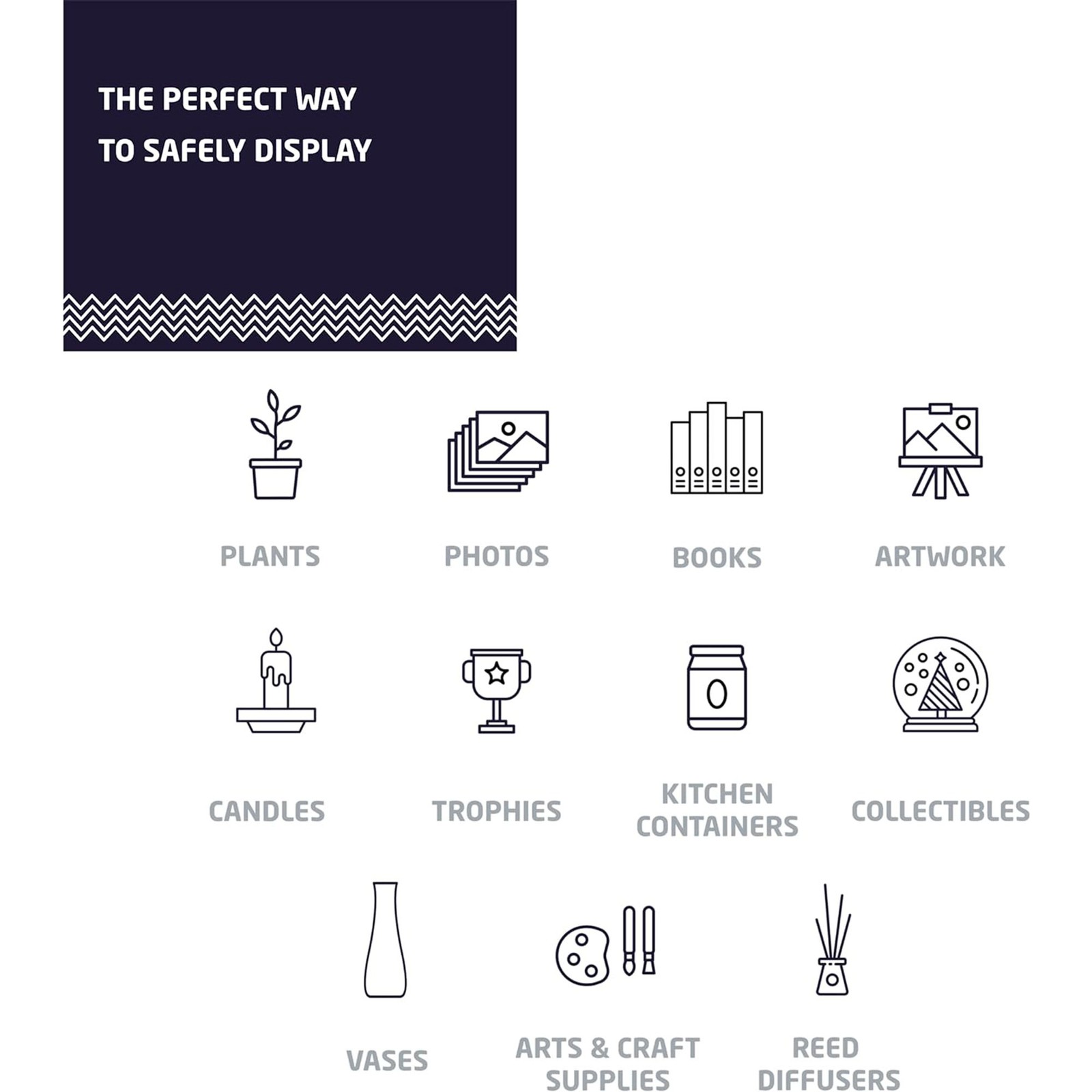 High & Mighty 18 Inch Modern Floating Shelf Holds Up To 15 lbs, Black (2 Pack)