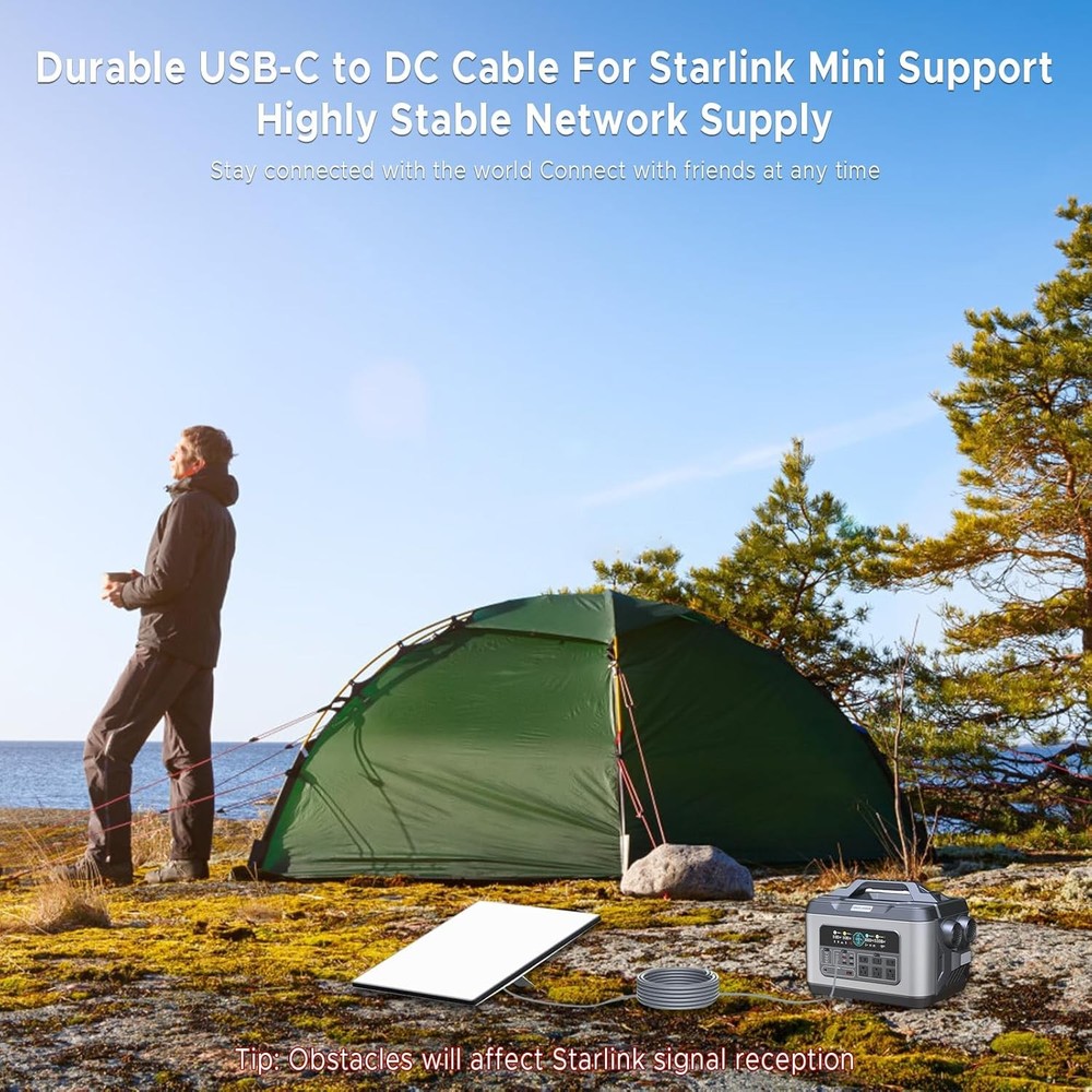 Starlink Mini USB-C to DC Power Cable, Max 100W Input USB Type C 3M-USB