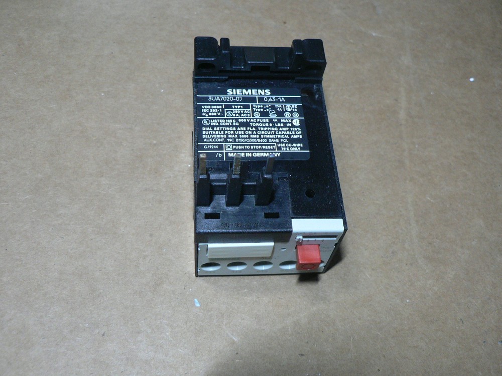 SIEMENS 3UA70 20-0J OVERLOAD RELAY